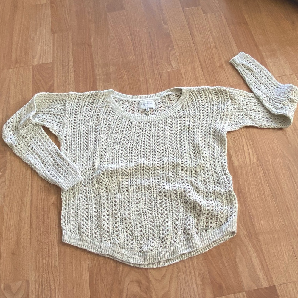 Gilly Hicks Cream & Gold Crochet Sweater